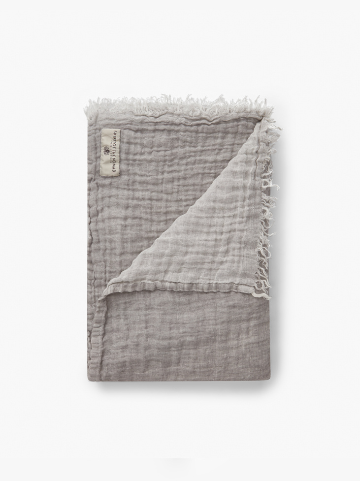 LEINEN TAGESDECKE - Misty Grey/Off White