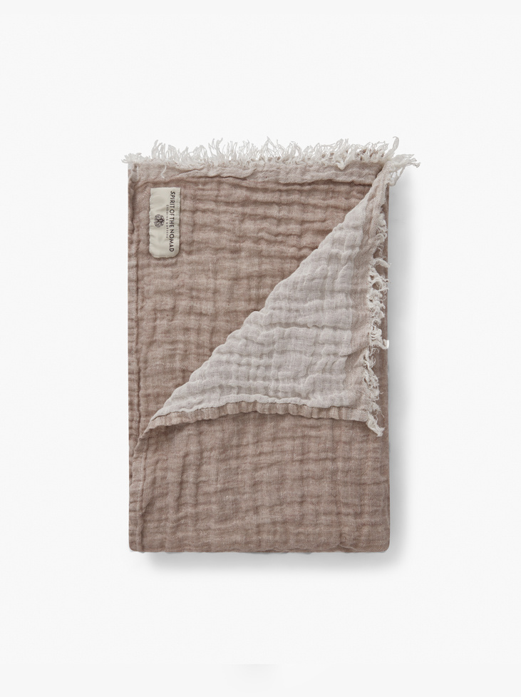 LEINEN TAGESDECKE - Ash Brown/Off White