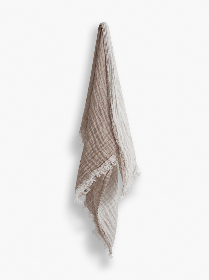 LEINEN TAGESDECKE - Ash Brown/Off White