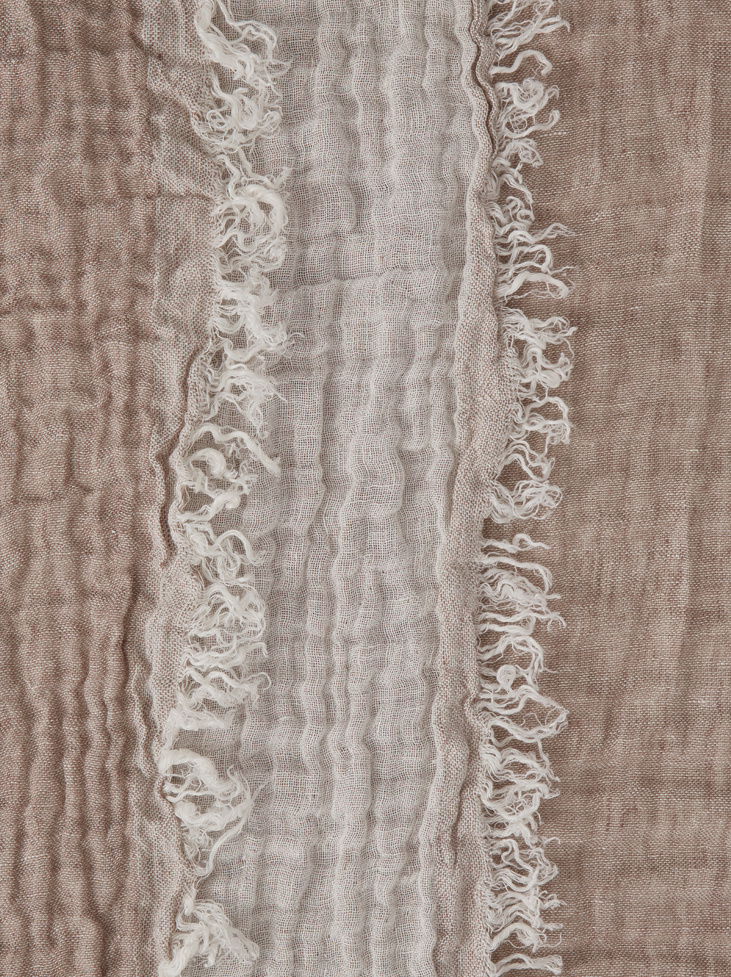 LEINEN TAGESDECKE - Ash Brown/Off White