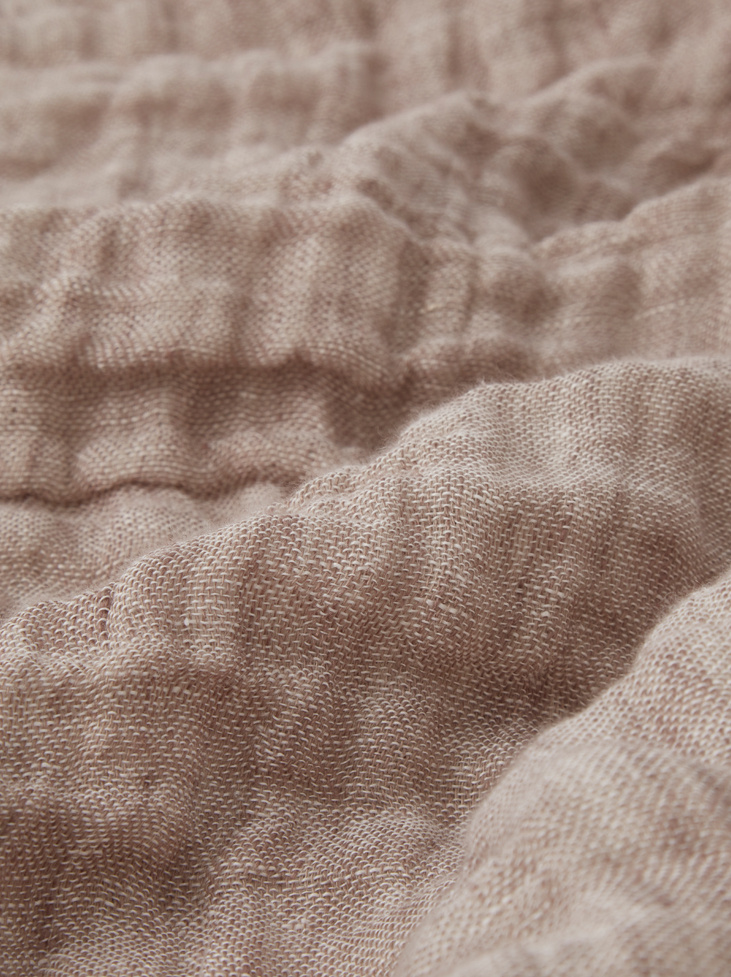 LEINEN TAGESDECKE - Ash Brown/Off White